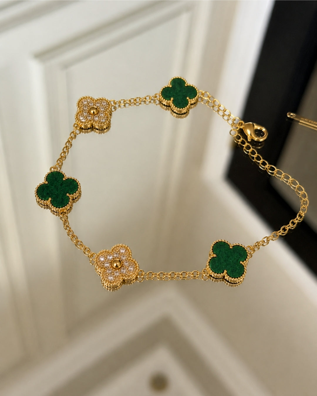 Éternité Quatrefoil Bracelet, 18K Gold-Plated - Emerald