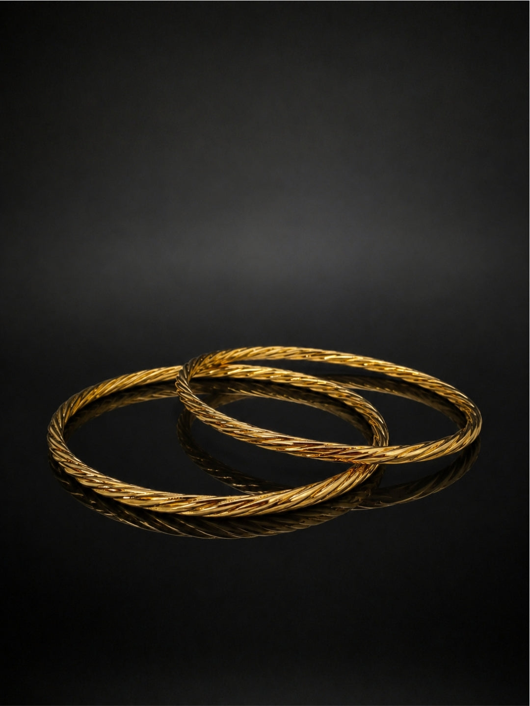 Twisted Gold Bangle Pair | 18K Gold Plated Stackable Bangles 2.6