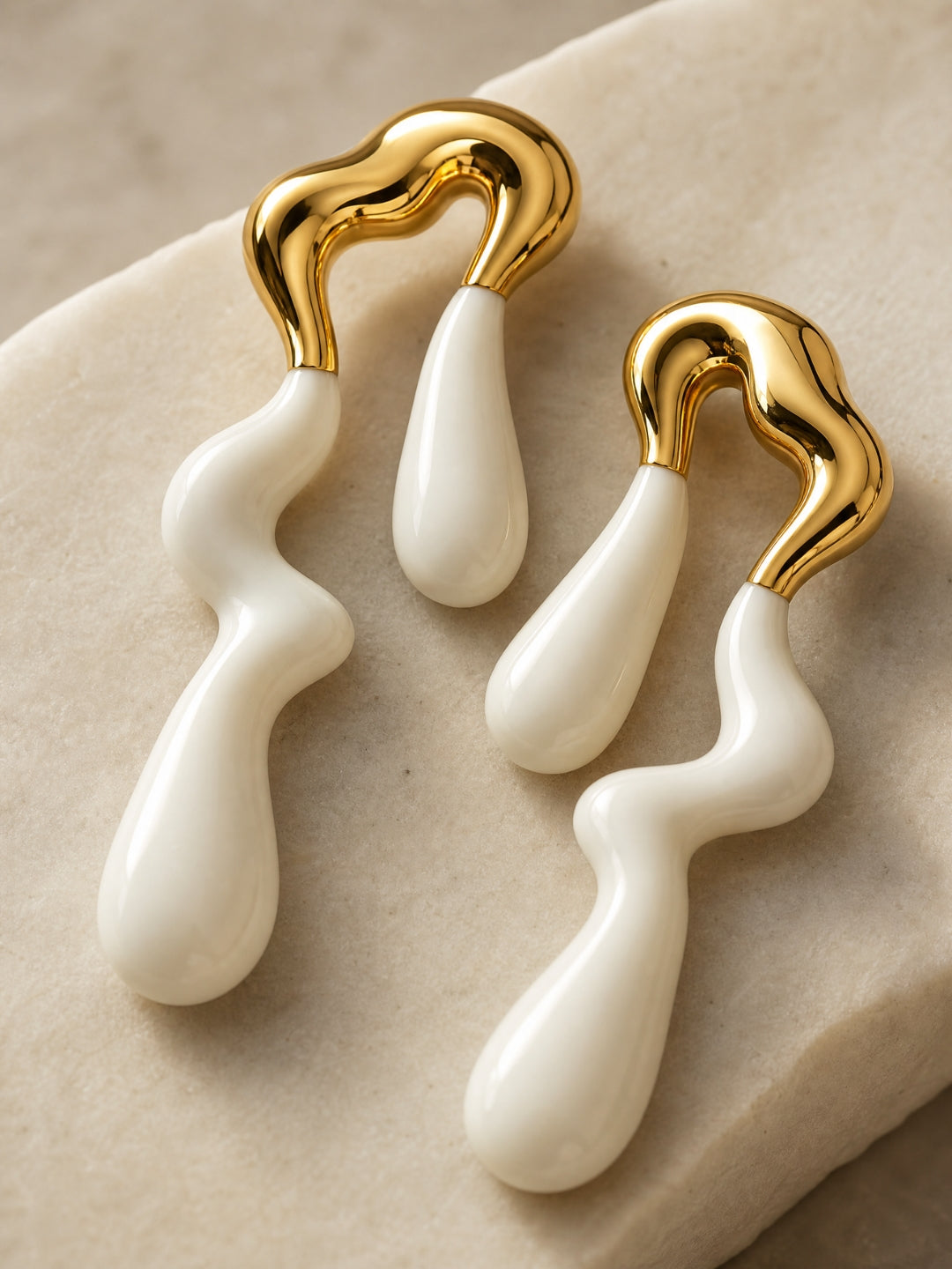 White Thunder Drip Earrings | 18K Gold Plated Anti-Tarnish
