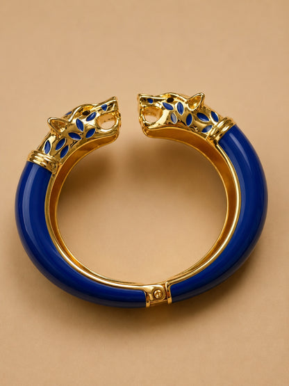 Vittoria Panther Kada Bangle, 18K Gold-Plated - Blue