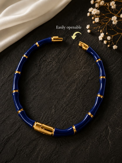 Navy Bamboo bracelet -18KT Gold Plated
