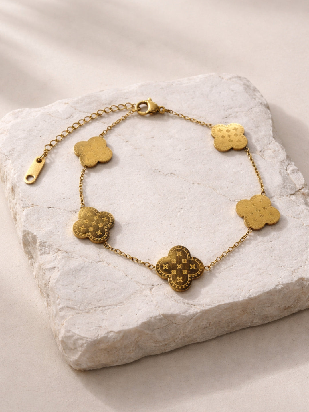 Brand Inspired Gold Clover Chain Bracelet | Anti-Tarnish 18K Gold Plated Jewelry