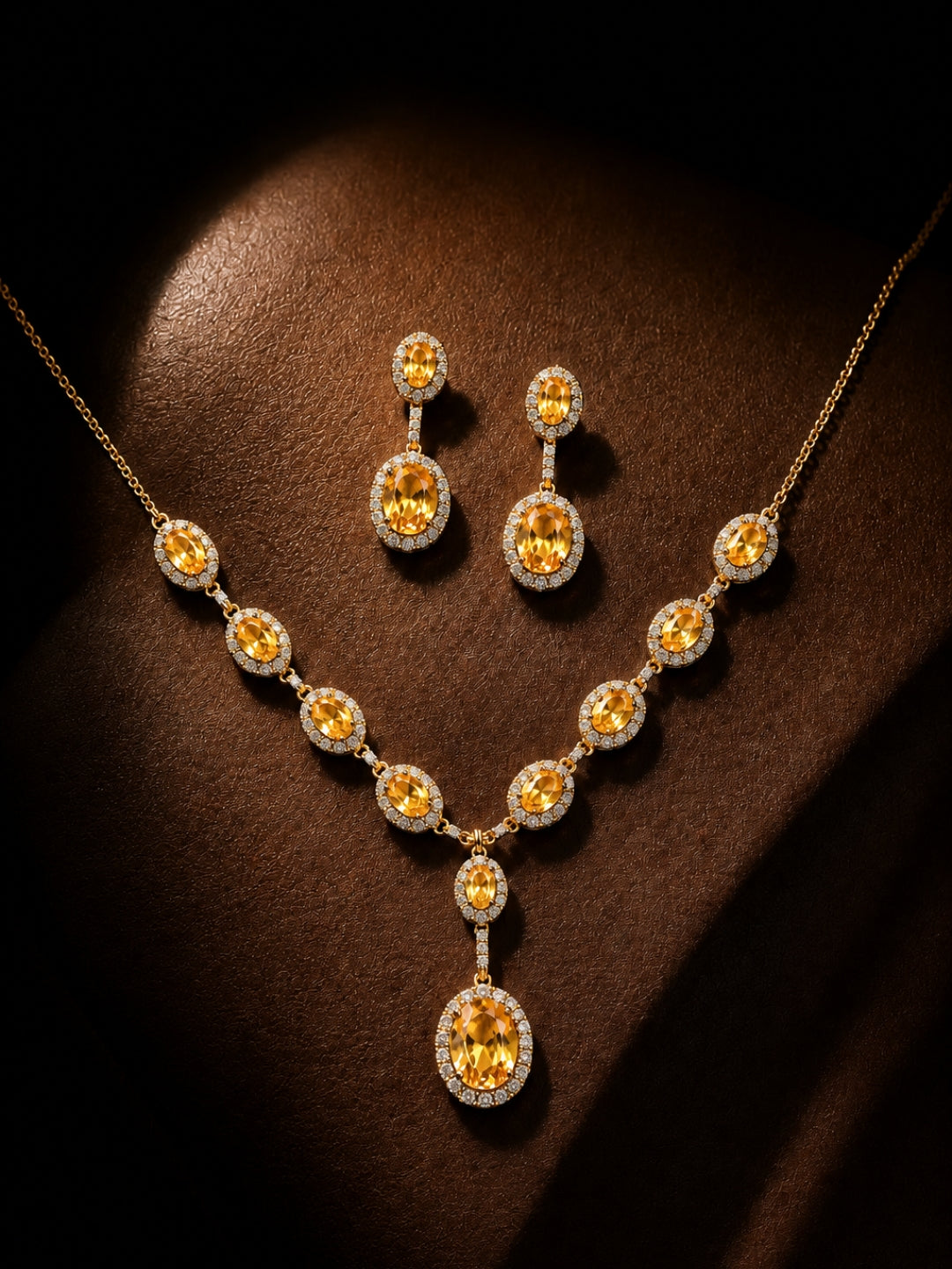 Girasole Golden Halo Necklace & Earring Set, 18K Gold-Plated