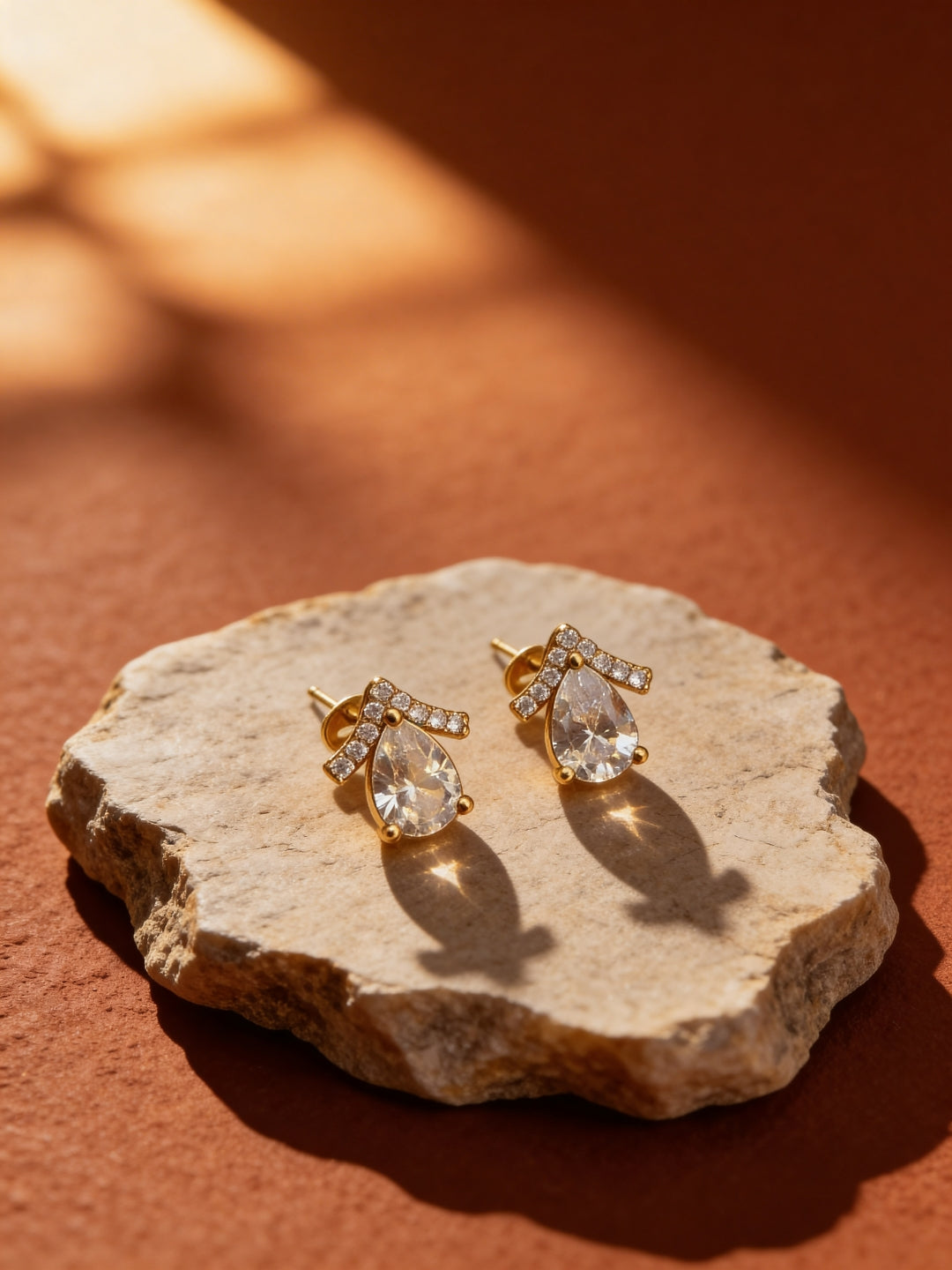 18K Rose Gold Teardrop V Stud Earrings – AD Sparkle