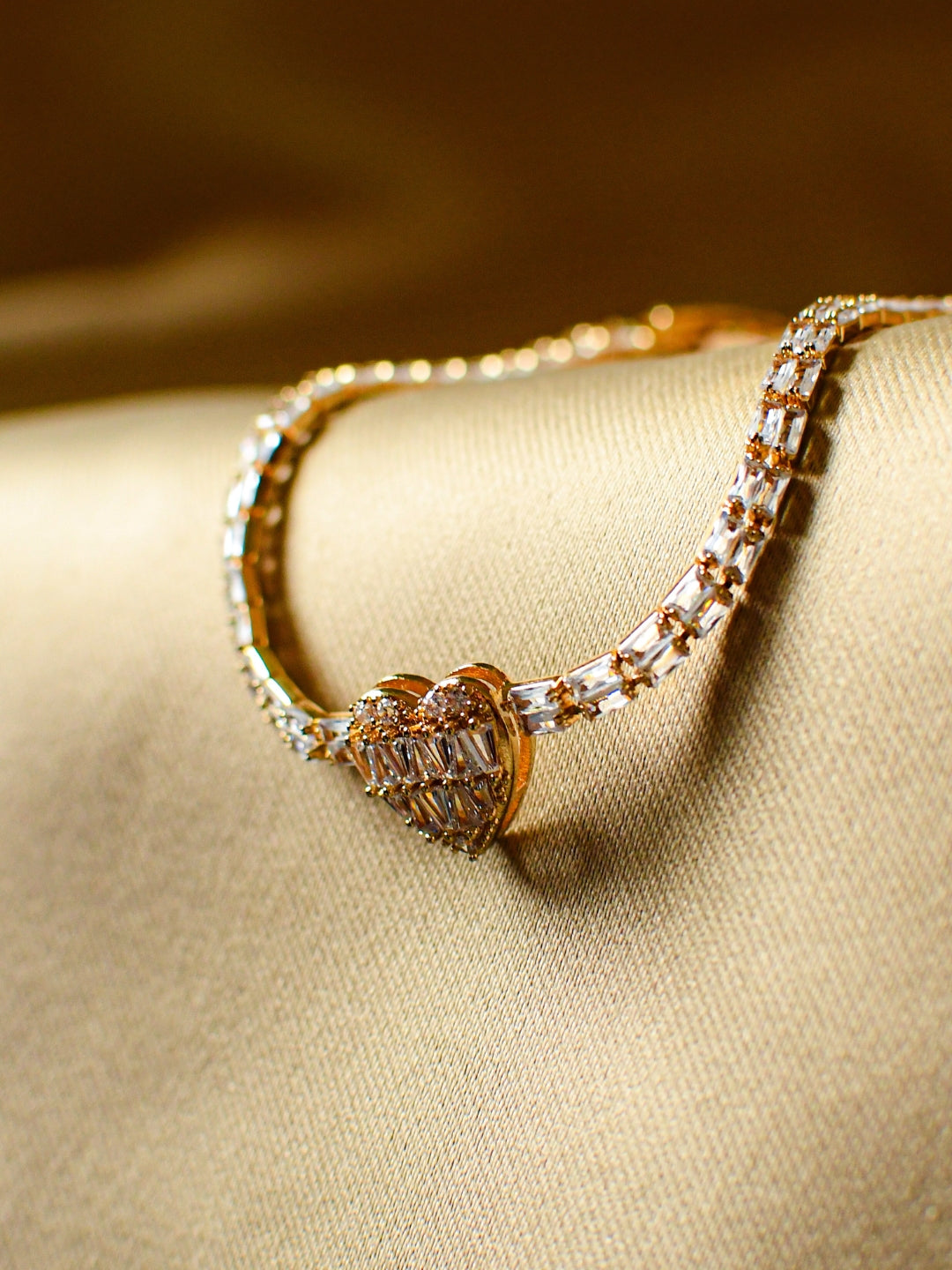 Heart Moissanite Tennis Bracelet – 18KT Gold Plated
