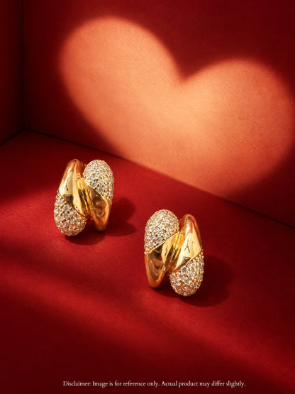 18K Gold CZ Dual Bubble Hoops, view 6