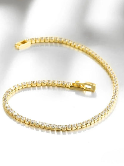2mm Slim Gold Tennis Bracelet – CZ Diamond Stackable Bracelet
