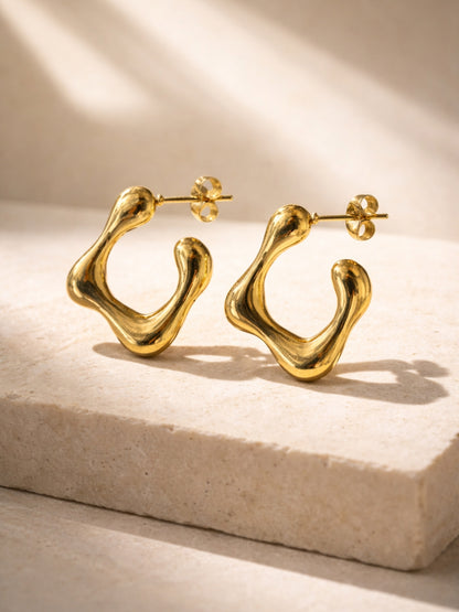 Geometric Gold Half Hoop Earrings – Anti Tarnish Everyday Hoops