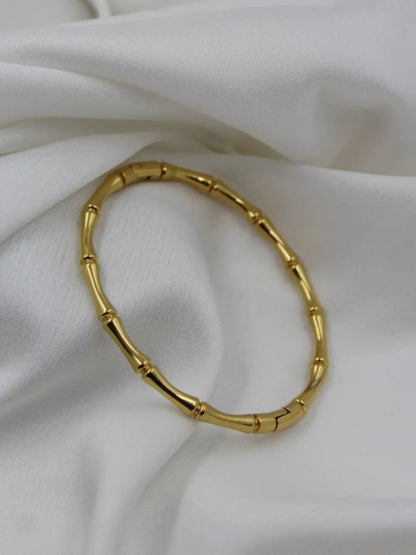 Bamboo Full Cuff Bracelet in 18K Gold | Anti-Tarnish, Everyday Jewelry