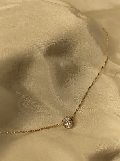 Lumière Baguette Bead Necklace – 18KT Gold Plated | Anti-Tarnish, Hypoallergenic