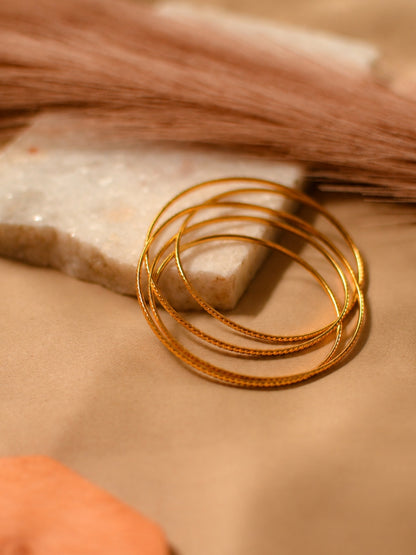 18K Gold Plated Twisted & Textured Stackable Bangles for Women