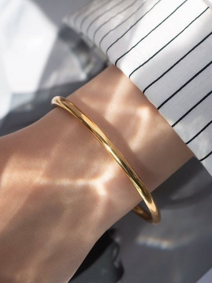 Plain Cuff Bangle – 18K Gold Plated | Anti-Tarnish Everyday Bracelet