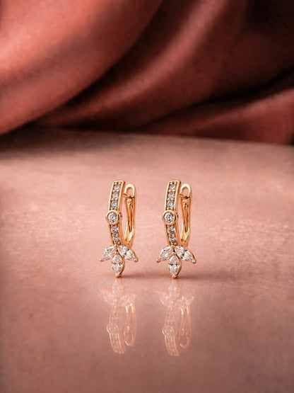 Rose Gold CZ Marquise Hoop Earrings | Anti Tarnish Everyday Hoops