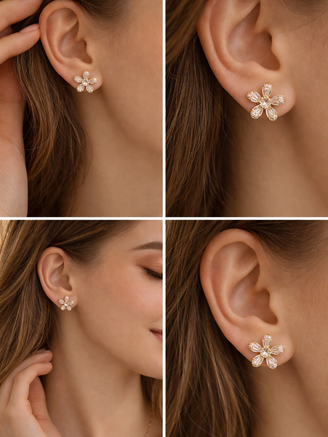 Floral Studded Rose Gold Earrings | Everyday AD Flower Studs