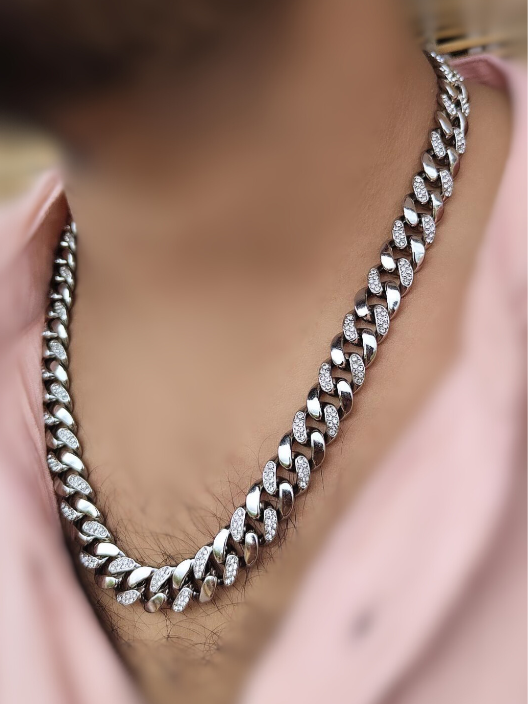 Iced Out Double-line Alternate Studded Cuban Chain