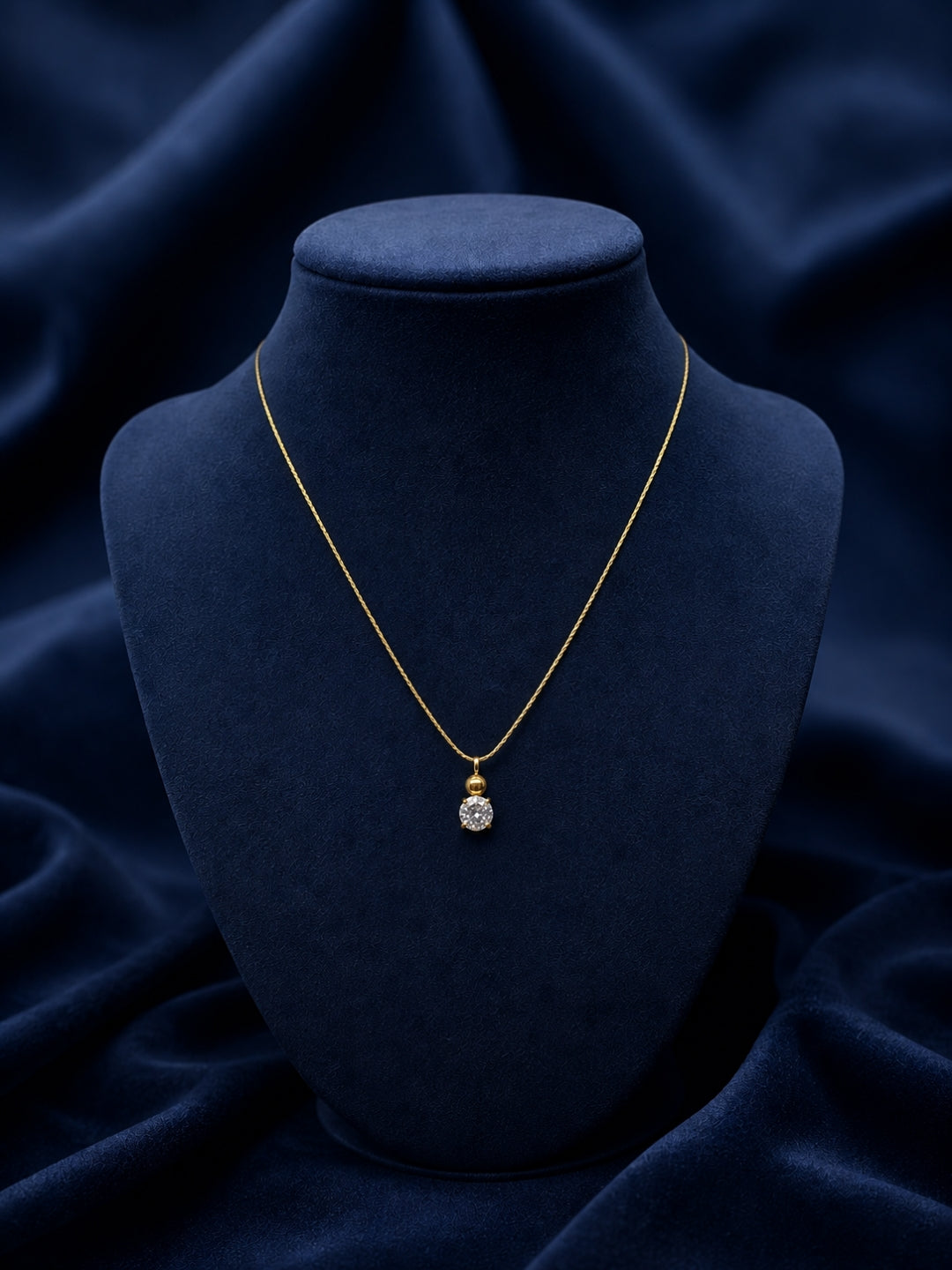 18K Gold Single Solitaire CZ Necklace for Women | Anti Tarnish