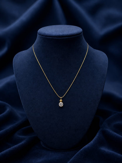 18K Gold Single Solitaire CZ Necklace for Women | Anti Tarnish