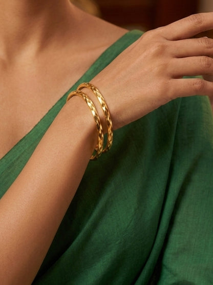 Infinity 3D Gold Plated Anti-Tarnish Stackable Bangles for Women