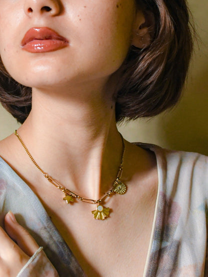 Shell Charms Gold Neckpiece – Anti-Tarnish, Adjustable, Waterproof
