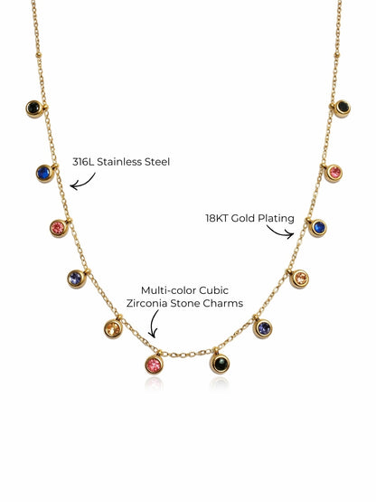 Layered Snake Chain & CZ Droplet Necklace Set (Set of 2)