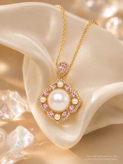Merletto Pearl Medallion Necklace & Earring Set, 18K Gold-Plated