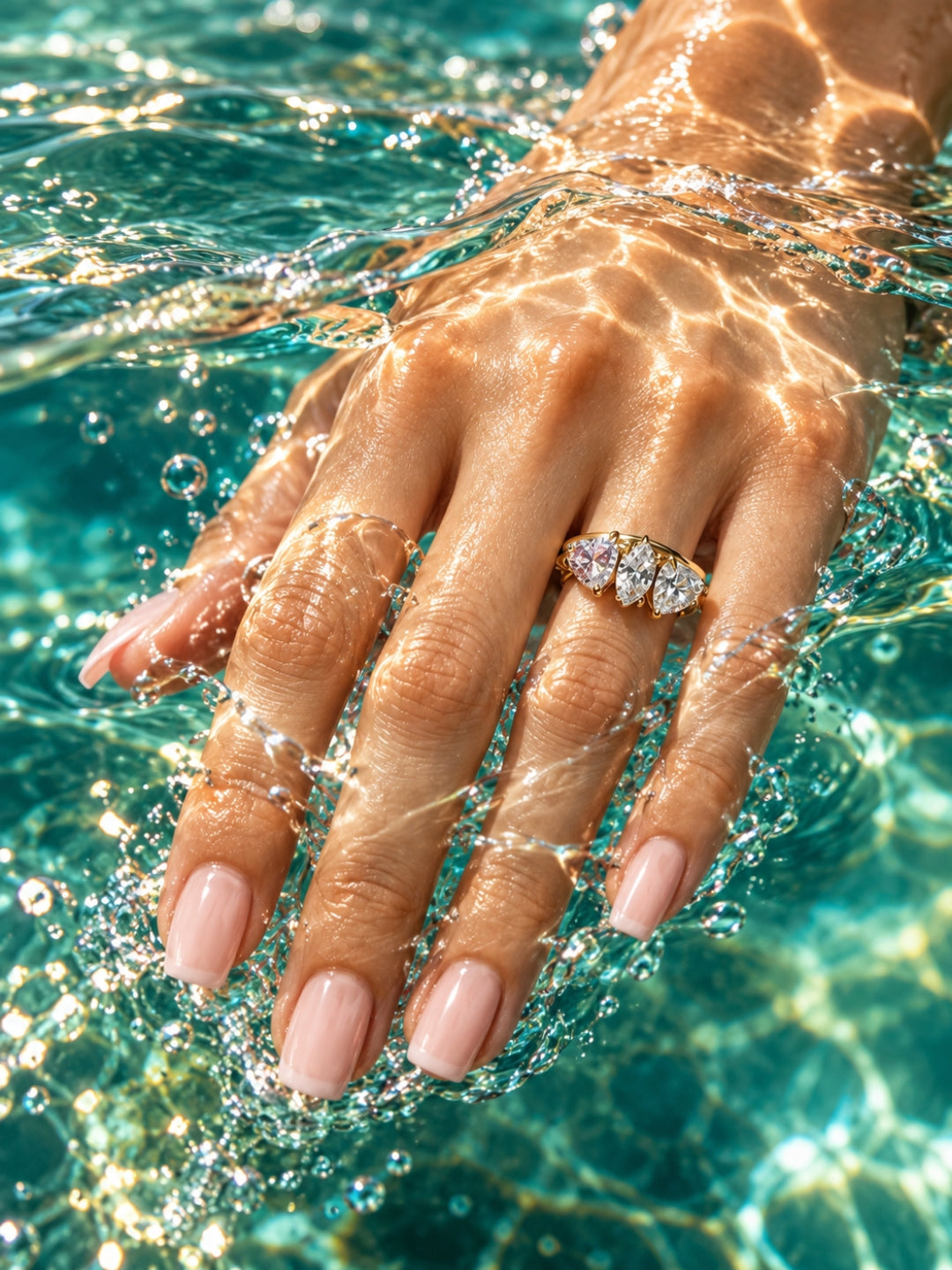Heart & Marquise Solitaire Ring - 18kt Gold Plating