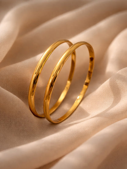 18K Gold Plated Textured & Smooth Stackable Bangles for Women
