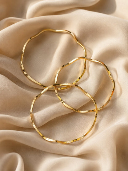 18K Gold Plated Wavy & Twisted Stackable Bangles for Women