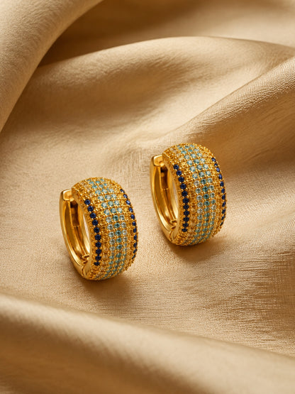 Ombré Pavé Hoop Earrings – 18K Gold-Plated
