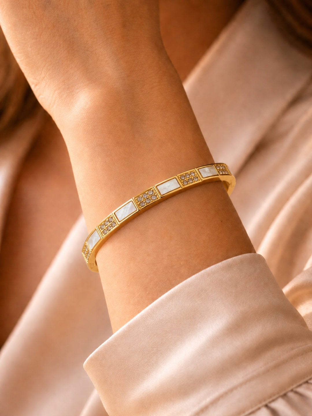 Mother of Pearl Studded Bangle Bracelet