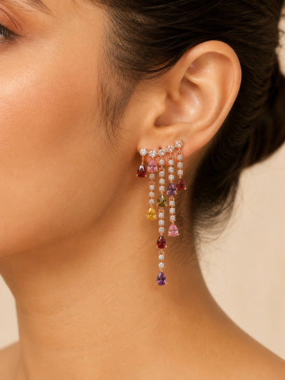 Midnight Crystal Ear Cuff Drop Earrings | Rose Gold CZ Earrings
