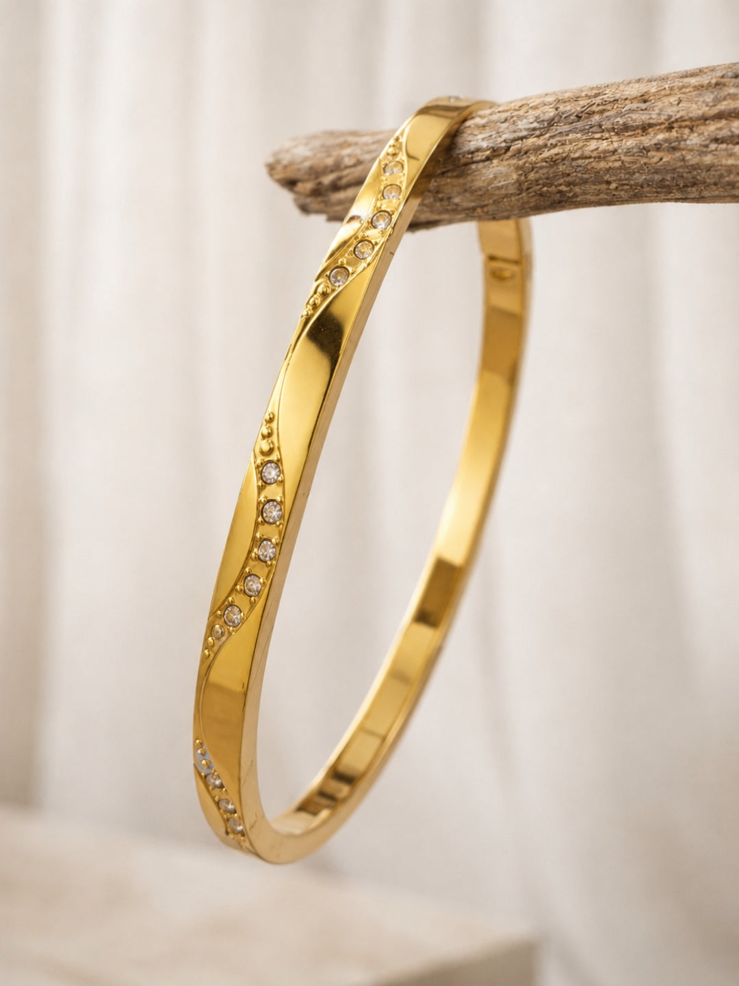 Twisted Pavé Bangle | 18K Gold Plated