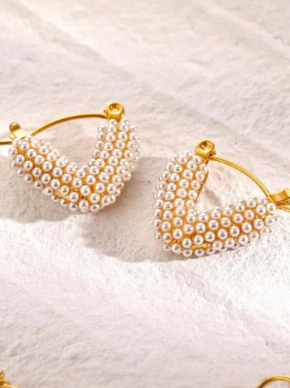 Gold Pearl Heart Hoop Earrings – Trendy Fashion Jewelry