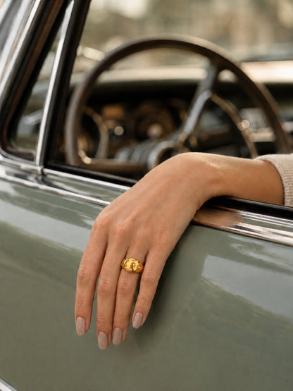Celestial Multi-Stone Pearl Adjustable Ring in 18K Gold Plating