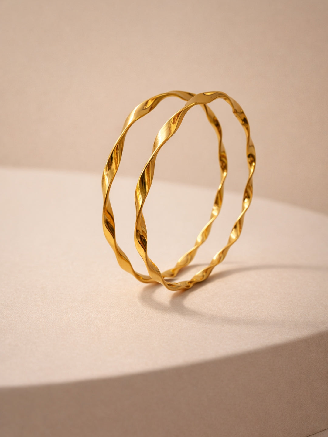 18K Gold Spiral Bangle – Anti Tarnish Stainless Steel Kada