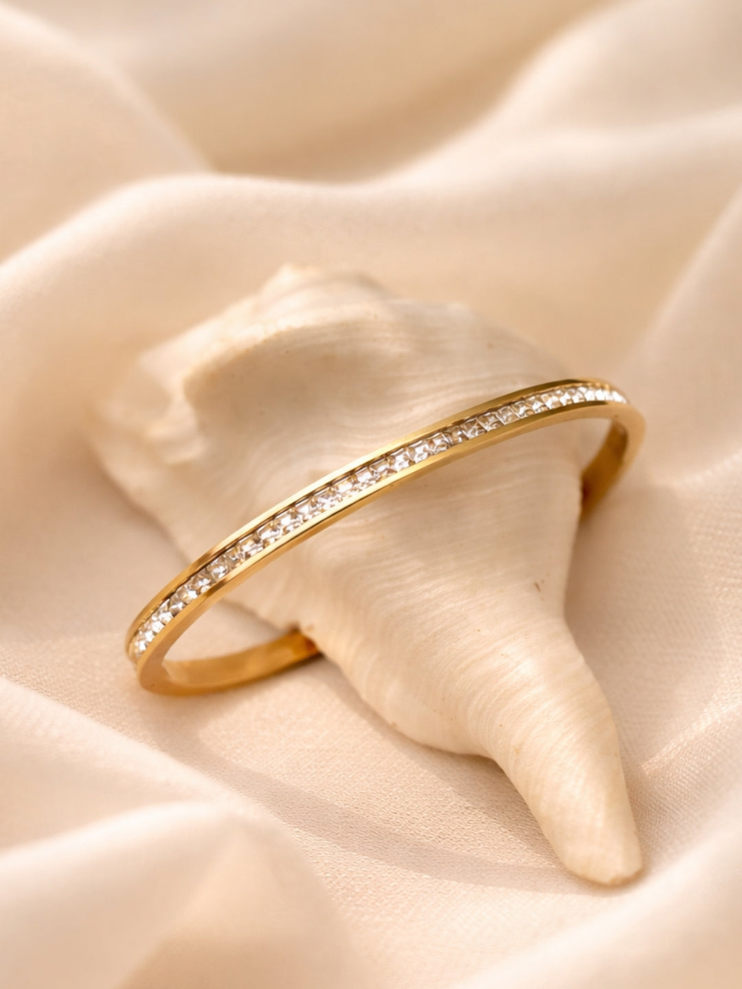 Elegant AD Studded Bracelet – 316L Stainless Steel | Gold Finish