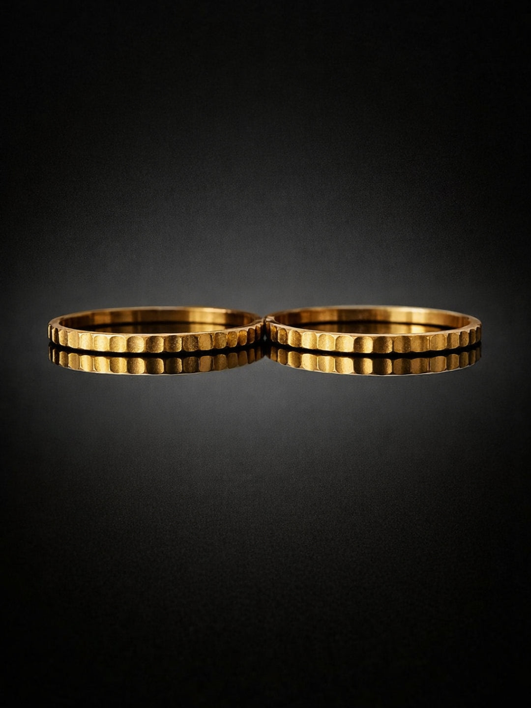 Quad Pinch Gold Bangles – 18K Gold Plated CZ Stackable Pair