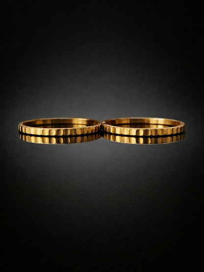 Quad Pinch Gold Bangles – 18K Gold Plated CZ Stackable Pair