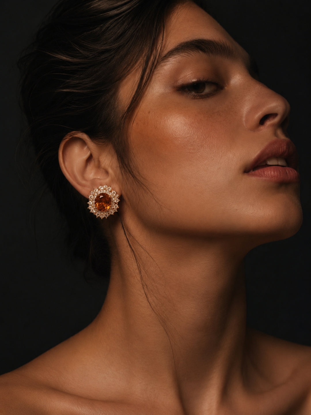 Ambra Pearl Cluster Halo Necklace & Earring Set, 18K Gold-Plated