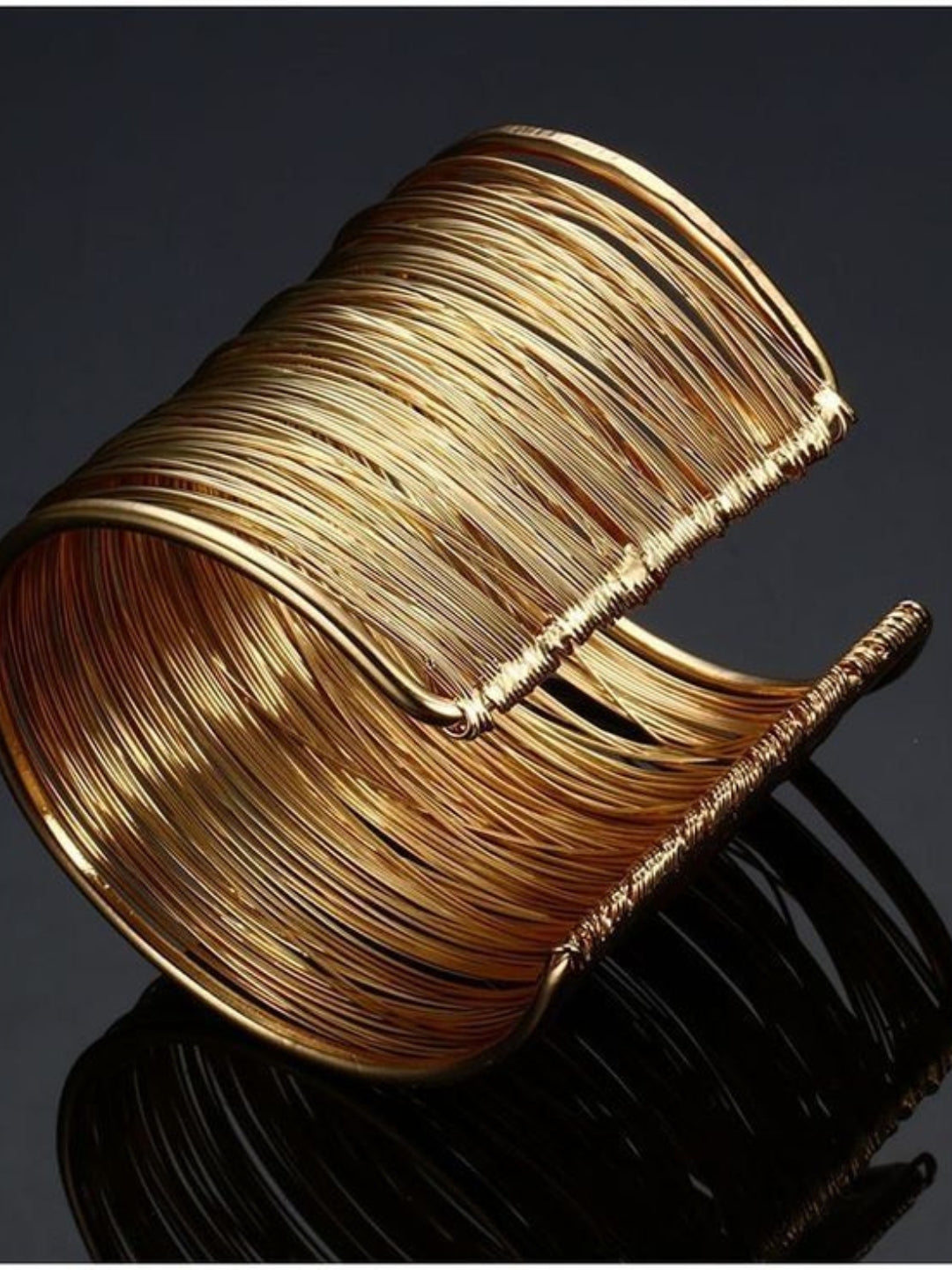 Gold Wired Stack Cuff Bracelet – 18K Gold Plated Stainless Steel