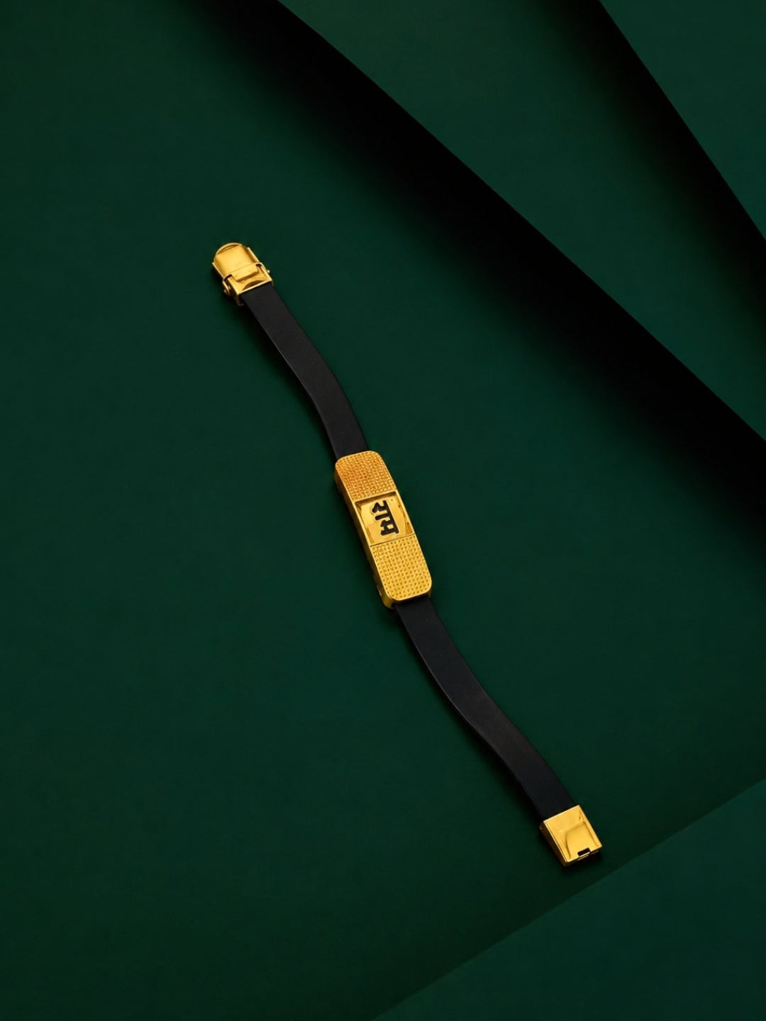 Ram Engraved Bracelet Band Black , 18K Gold Plated Stainless Steel