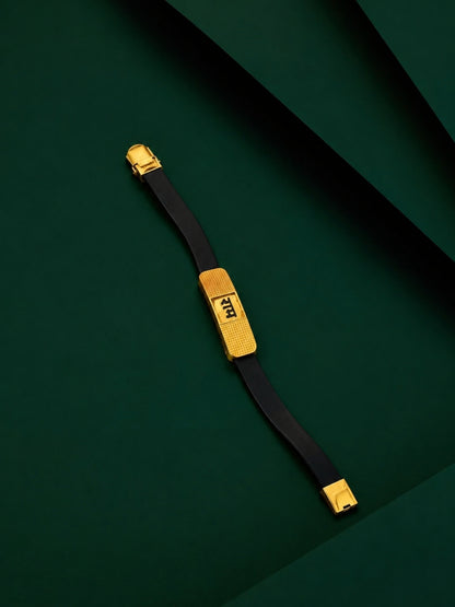 Ram Engraved Bracelet Band Black , 18K Gold Plated Stainless Steel