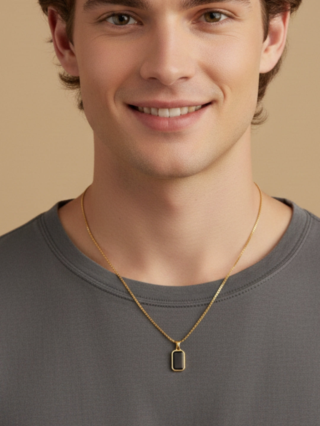 Black Onyx Pendant Chain Necklace – 18K Gold, Everyday Minimal Jewelry