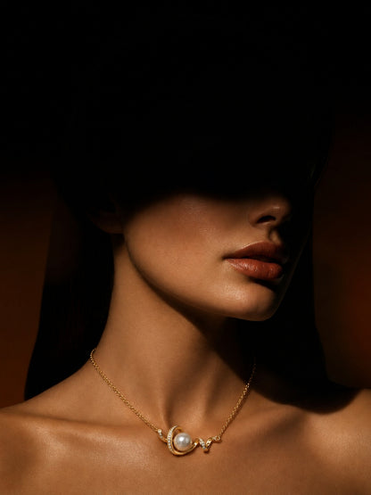 Love Pearl Necklace & Earring Set, 18K Gold Plated