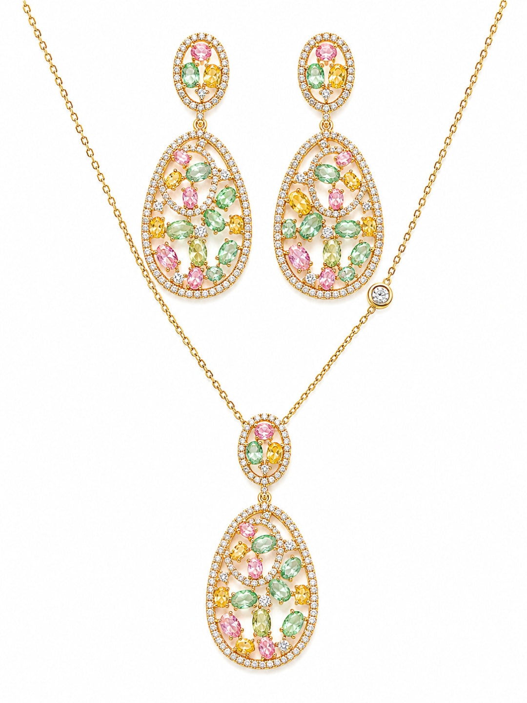 Traforo Multicolor Openwork Teardrop Necklace & Earring Set