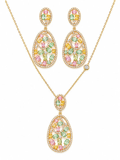 Traforo Multicolor Openwork Teardrop Necklace & Earring Set