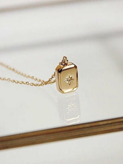 18K Gold Star Bar Pendant Necklace | Anti Tarnish Everyday Chain
