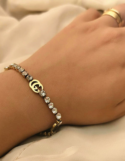 Brand inspired Fully Studded Chain Bracelet