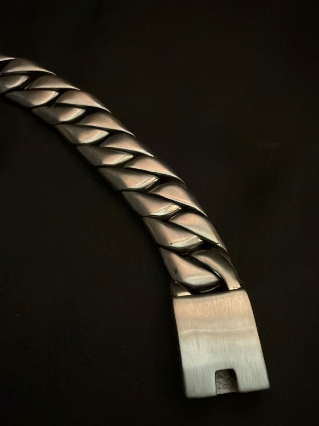 Matte Silver Chunky Cuban Bracelet for Men | Stainless Steel Rhodium