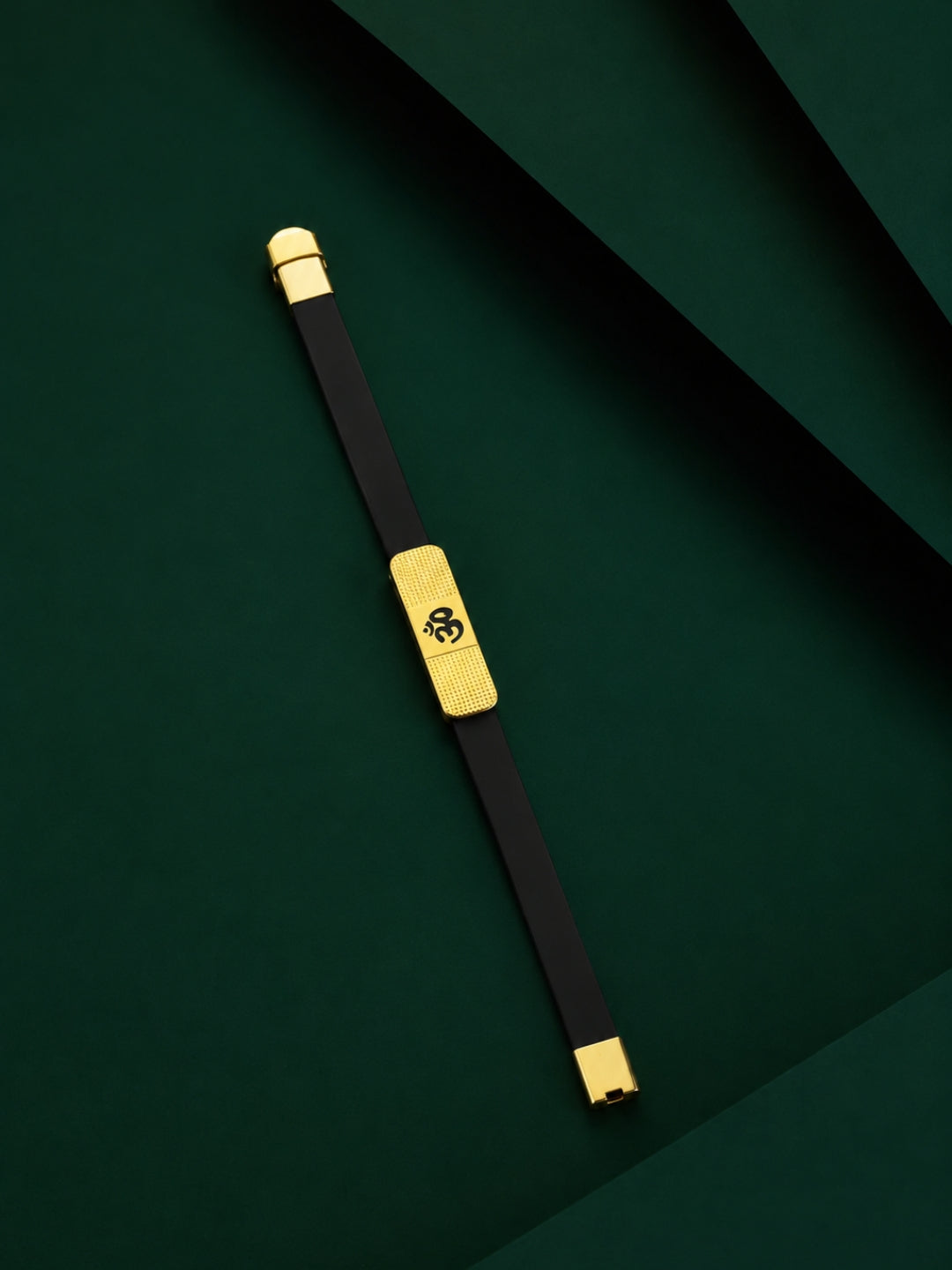 Men's Om Dotted Bracelet – Black Silicone Band with 18K Gold Plated Stainless Steel Charm